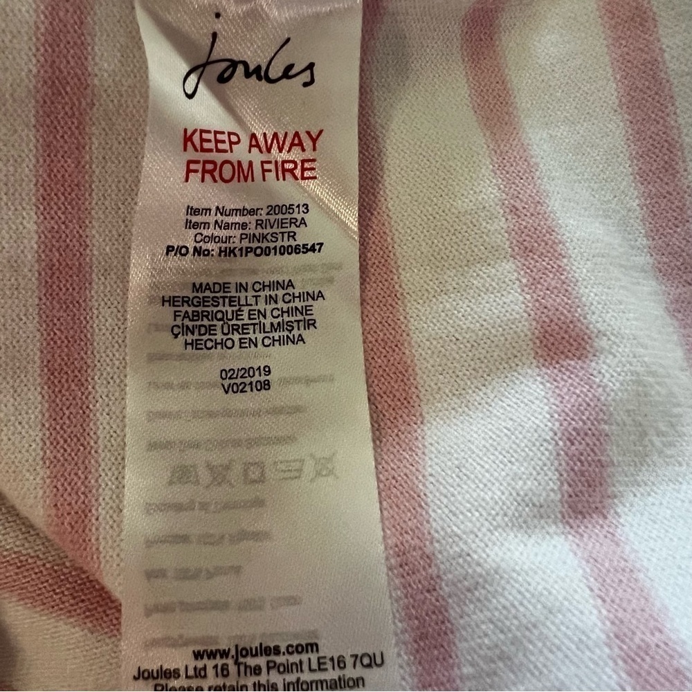 Joules Pink and White Stripe Short Sleeve T-Shirt Dress - Picture 9 of 12